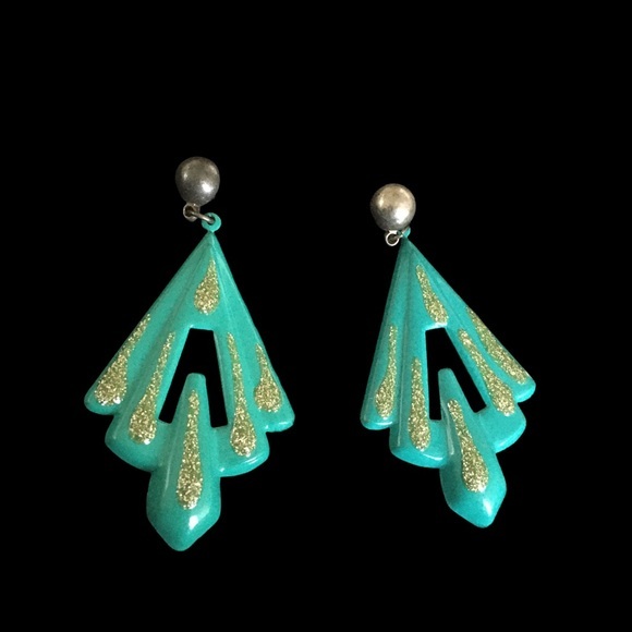 unknown Jewelry - Vintage Tree Shaped Christmas Holiday Dangle Stud Back Earrings